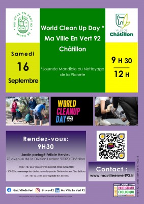 MVEV92 affiche WORLD CLEAN UP DAY CHATILLON -19 SEPT 2023 Valid MVEV92 affiche WORLD CLEAN UP DAY CHATILLON -19 SEPT 2023